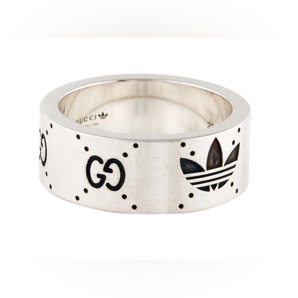 Gucci x Adidas Wide Band Sterling Silver Ring - Picture 1 of 6